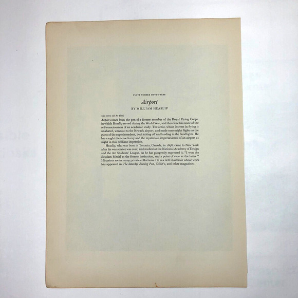 William Healslip "Airport" 1930s Art Print Treasury Collection Sketch Vintage - Picture 9 of 12